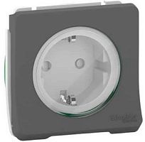 Розетка с заземлением без рамки Schneider Electric Mureva Styl 1-м. шторки IP55 антрацит картинка